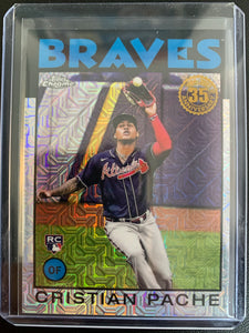 2021 TOPPS SERIES 2 BASEBALL #86TC-33 ATLANTA BRAVES - CRISTIAN PACHE 86 TOPPS SILVER PACK CHROME REFRACTOR ROOKIE CARD
