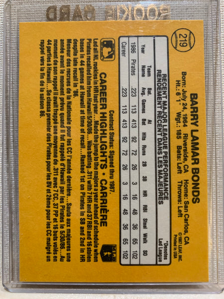 1987-88 LEAF DONRUSS BASEBALL #361 - BARRY BONDS RATED ROOKIE CARD RAW