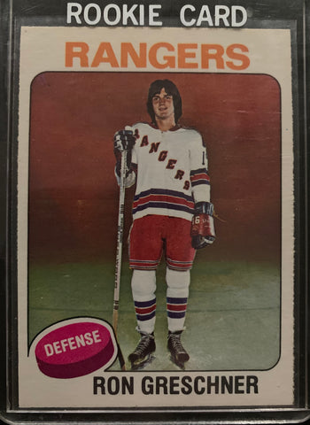 1975-76 O-PEE-CHEE HOCKEY #146 NEW YORK RANGERS - RON GRESCHNER ROOKIE CARD RAW