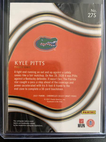 2021 PANINI CHRONICLES DRAFT PICKS FOOTBALL #275 ATLANTA FALCONS - KYLE PITTS SELECT ROOKIE CARD