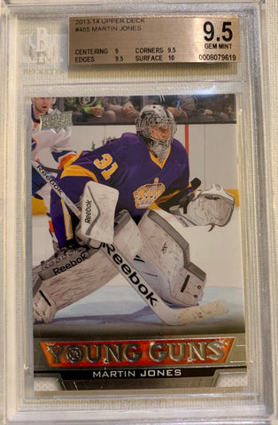 2013-14 UPPER DECK HOCKEY #485 LOS ANGELES KINGS - MARTIN JONES ROOKIE CARD GRADED BGS 9.5 GEM MINT