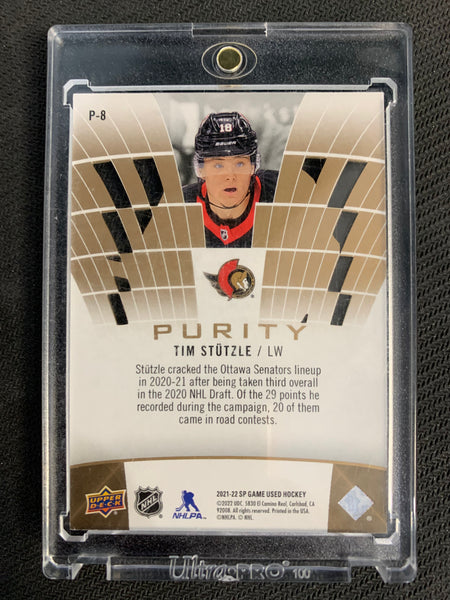 2021-22 UPPER DECK SP GAME USED HOCKEY #P-8 OTTAWA SENATORS - TIM STUTZLE GOLD PURITY PARALLEL #'D 134/150