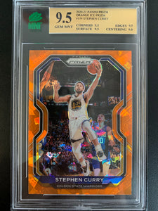 2020-2021 PANINI PRIZM NBA BASKETBALL #159 GOLDEN STATE WARRIORS - STEPHEN CURRY ORANGE CRACKED ICE PRIZM PARALLEL GRADED MNT 9.5 GEM MINT