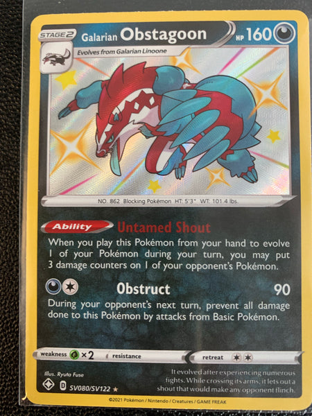 POKEMON SHINING FATES SHINY VAULT - SHINY HOLO RARE GALARIAN OBSTAGOON SV080/SV122