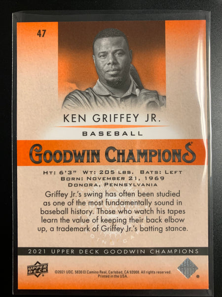 2021 UPPER DECK GOODWIN CHAMPIONS - KEN GRIFFEY JR ORANGE REFRACTOR GOODWIN CHAMPIONS NUMBERED 219/399