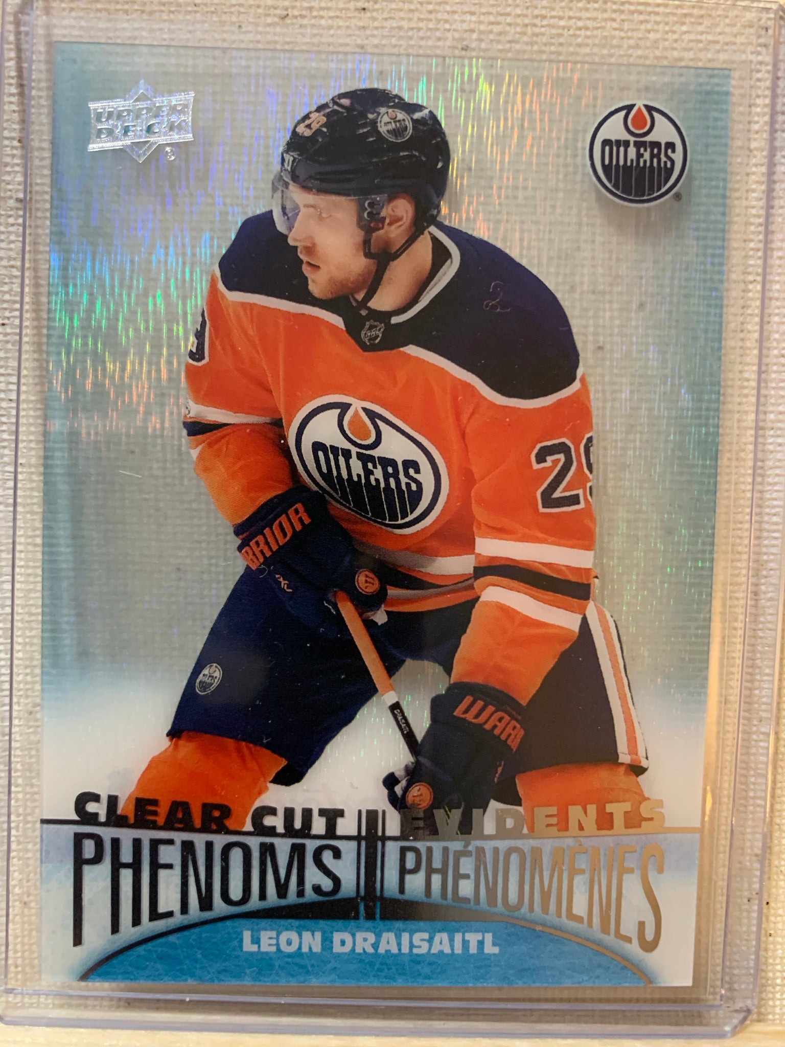 2018-19 TIM HORTONS HOCKEY EDMONTON OILERS -  CLEAR CUT PHENOMS LEON DRAISAITL CARD RAW