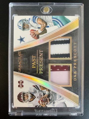 2016 PANINI IMMACULATE COLLECTION FOOTBALL #DP DALLAS COWBOYS - DAK PRESCOTT PAST AND PRESENT PATCH ROOKIE NUMBERED 1/5