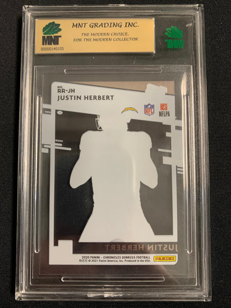 2020 PANINI CHRONICLES FOOTBALL #RR-JH LOS ANGELES CHARGERS - JUSTIN HERBERT CLEARLY DONRUSS RATED ROOKIE CARD GRADED MNT 9.5 GEM MINT