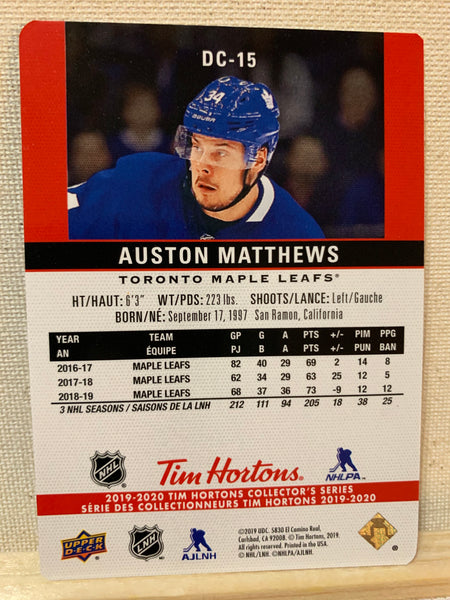 2019-20 TIM HORTONS HOCKEY #DC-15 TORONTO MAPLE LEAFS - RED DIE CUT AUSTON MATTHEWS CARD RAW