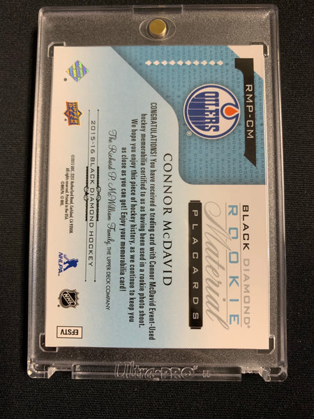 2015-16 UD BLACK DIAMOND HOCKEY #RMP-CM EDMONTON OILERS - CONNOR MCDAVID ROOKIE MATERIAL PLACARDS NUMBERED 089/299