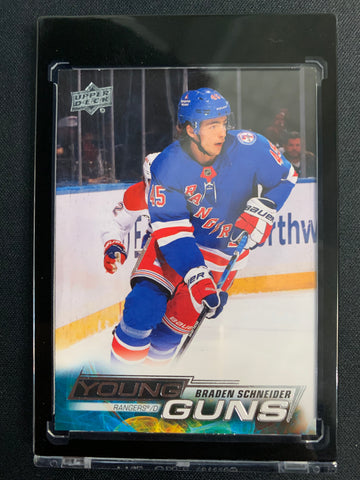 2022-23 UPPER DECK S1 HOCKEY NEW YORK RANGERS - BRADEN SCHNEIDER YOUNG GUNS ROOKIE CARD - PACK FRESH!