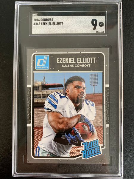 2016 PANINI DONRUSS FOOTBALL #368 DALLAS COWBOYS - EZEKIEL ELLIOTT RATED ROOKIE CARD GRADED SGC 9.0 MINT