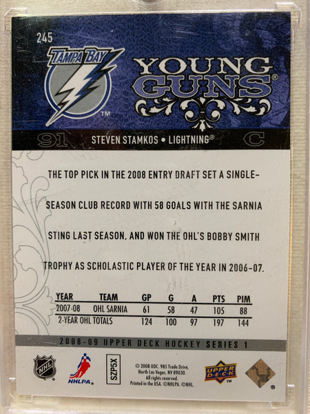 2008-09 UPPER DECK HOCKEY #245 TAMPA BAY LIGHTNING - STEVEN STAMKOS YOUNG GUNS ROOKIE CARD RAW