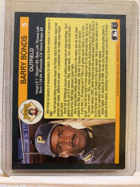 1991-92 FLEER BASEBALL #5 - BARRY BONDS ALL STAR INSERT CARD RAW