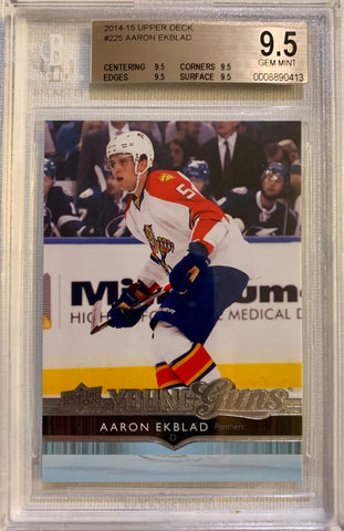 2014-15 UPPER DECK HOCKEY #225 FLORIDA PANTHERS - AARON EKBLAD ROOKIE CARD GRADED BGS 9.5 GEM MINT