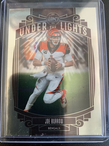 2021 PANINI LEGACY FOOTBALL #UL-JB CINCINNATI BENGALS - JOE BURROW "UNDER THE LIGHTS" CHROME INSERT CARD
