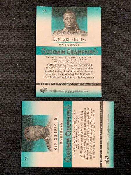 2021 UPPER DECK GOODWIN CHAMPIONS - KEN GRIFFEY JR 2 CARD LOT