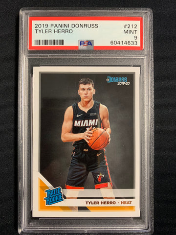 2019 PANINI DONRUSS NBA BASKETBALL #212 MIAMI HEAT - TYLER HERRO RATED ROOKIE CARD GRADED PSA 9 MINT