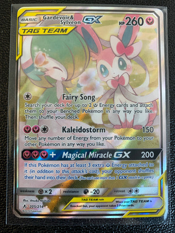 POKEMON UNBROKEN BONDS ALTERNATE FULL ART ULTRA RARE - TAG TEAM GARDEVOIR & SYLVEON 205/214