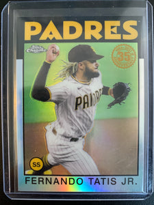 2021 TOPPS CHROME BASEBALL #86BC-20 SAN DIEGO PADRES - FERNANDO TATIS JR 86 TOPPS SILVER PACK CHROME REFRACTOR CARD