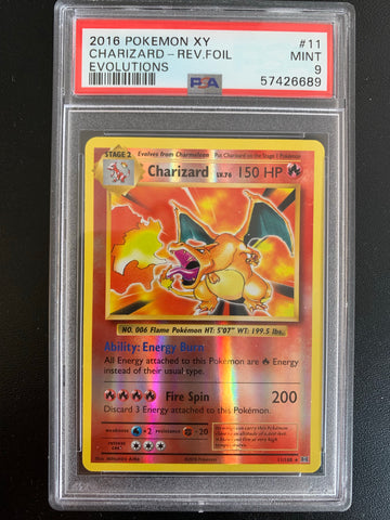 2016 POKEMON XY EVOLUTIONS CHARIZARD REVERSE HOLO FOIL 11/108 GRADED PSA 9 MINT