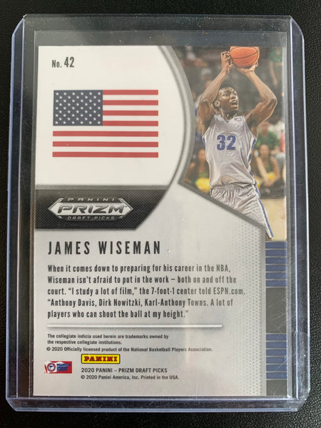 2020 PANINI PRIZM DRAFT PICKS BASKETBALL #42 GOLDEN STATE WARRIORS -JAMES WISEMAN ROOKIE CARD