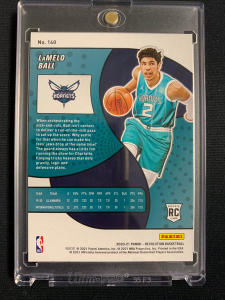 2020-2021 PANINI REVOLUTION NBA BASKETBALL #140 CHARLOTTE HORNETS - LAMELO BALL ROOKIE CARD