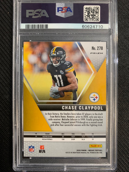 2020 PANINI MOSAIC FOOTBALL #278 PITTSBURGH STEELERS - CHASE CLAYPOOL REACTIVE ORANGE PARALLEL ROOKIE GRADED PSA 10 GEM MINT