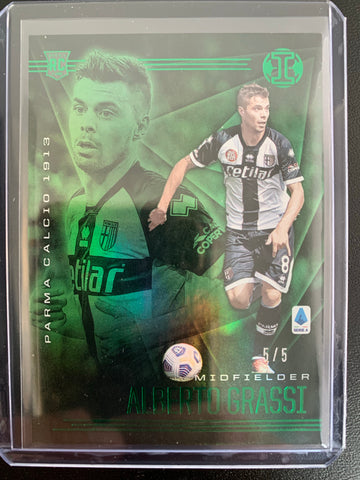 2020-2021 PANINI CHRONICLES ILLUSIONS SOCCER #19 ALBERTO GRASSI ILLUSIONS GREEN VARIATION ROOKIE CARD NUMBERED 5/5
