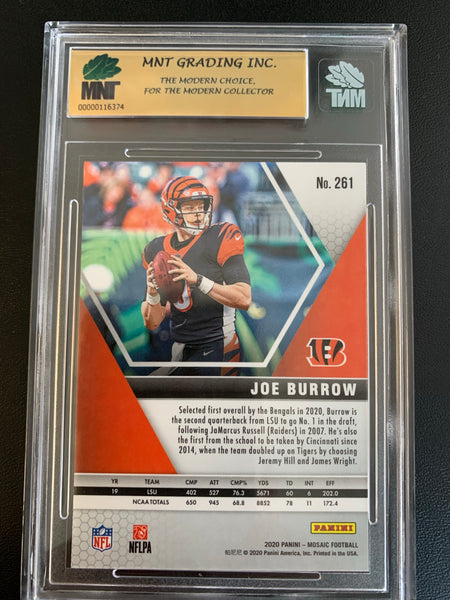 2020 PANINI MOSAIC FOOTBALL #261 CINCINNATI BENGALS - JOE BURROW MOSAIC NFL DEBUT ROOKIE CARD GRADED MNT 9.5 GEM MINT