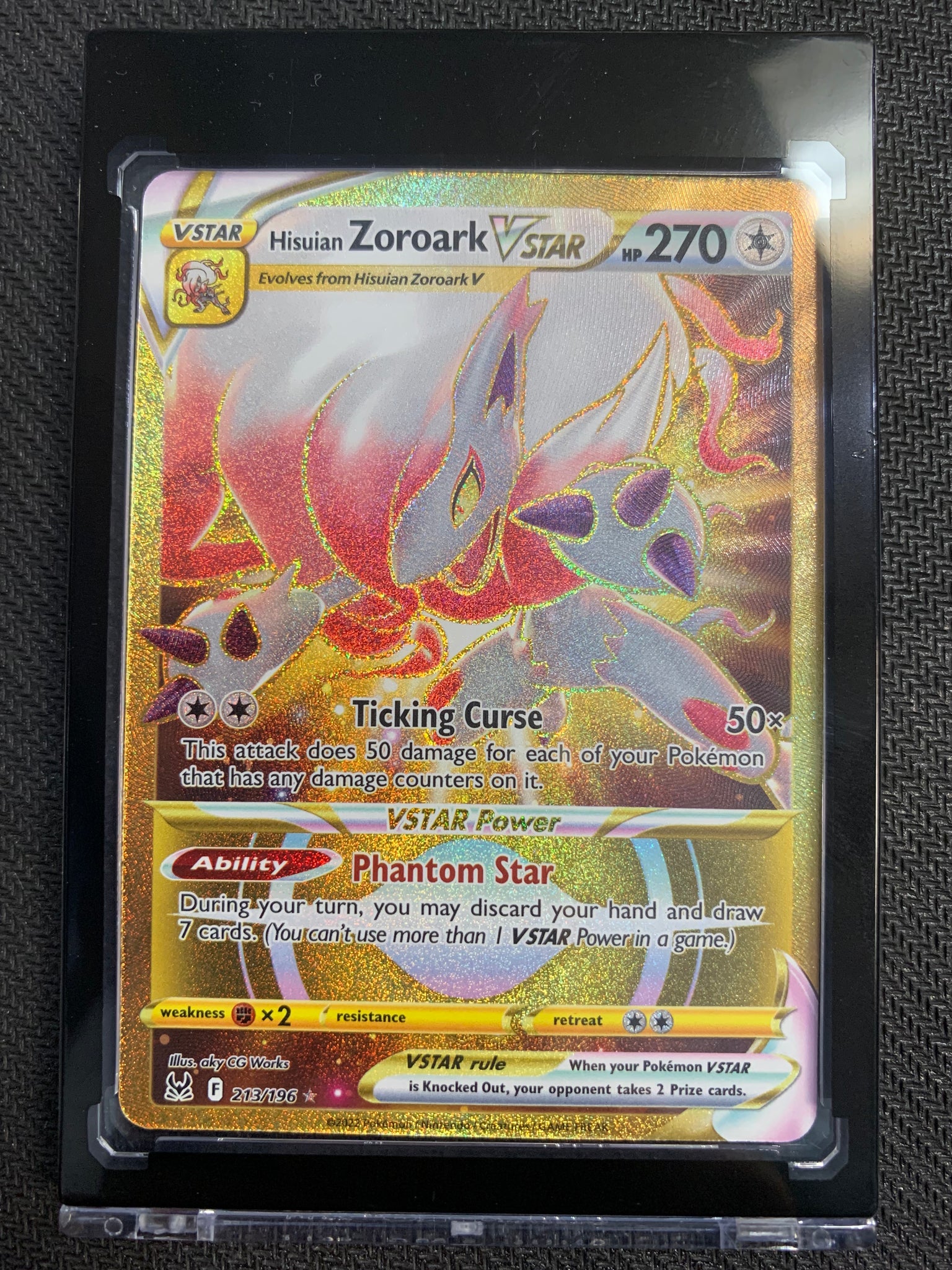 POKEMON SW&SH LOST ORIGIN - HISUIAN ZOROARK VSTAR SECRET GOLD RARE 213/196