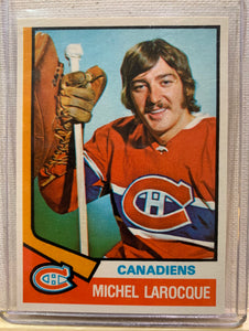 1974-75 O-PEE-CHEE HOCKEY #297 MONTREAL CANADIENS - MICHEL LAROCQUE ROOKIE CARD RAW