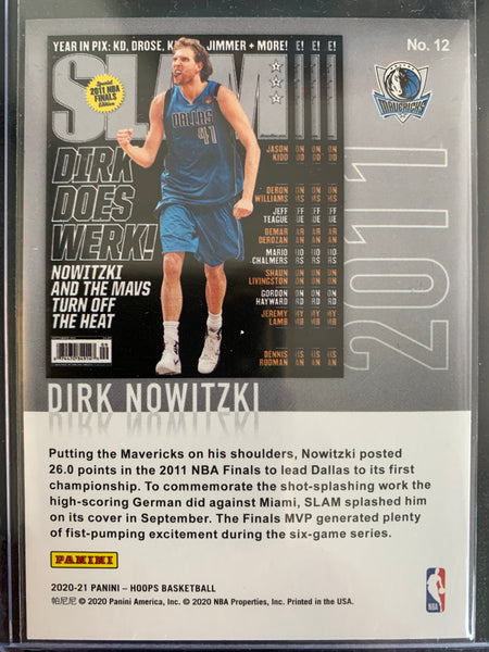 2020-2021 PANINI HOOPS NBA BASKETBALL #12 DALLAS MAVERICKS - DIRK NOWITZKI SLAM MAGAZINE CARD