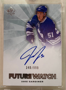 2011-12 SP AUTHENTIC HOCKEY #225 TORONTO MAPLE LEAFS - JAKE GARDINER FUTURE WATCH AUTO ROOKIE CARD RAW