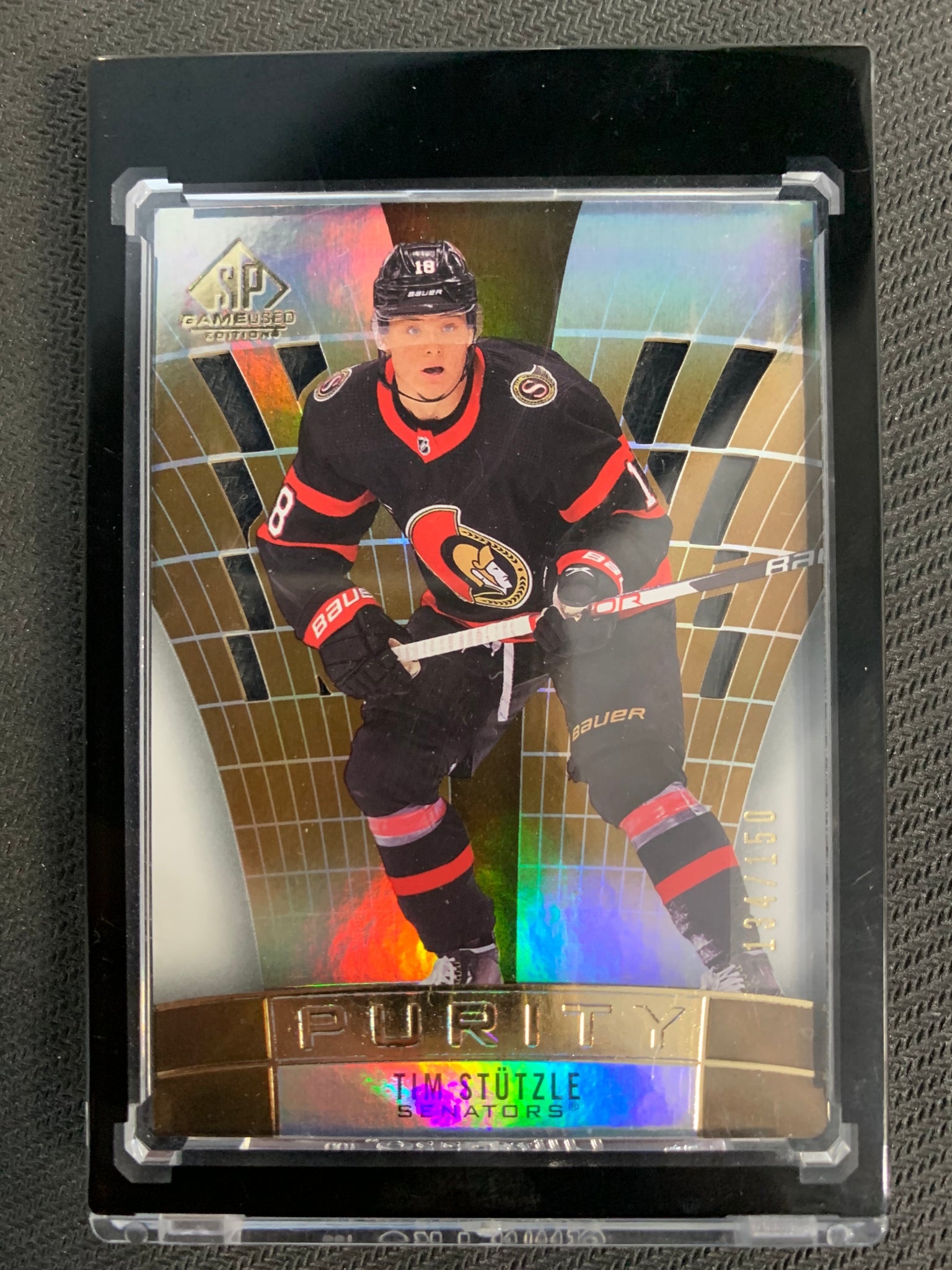2021-22 UPPER DECK SP GAME USED HOCKEY #P-8 OTTAWA SENATORS - TIM STUTZLE GOLD PURITY PARALLEL #'D 134/150