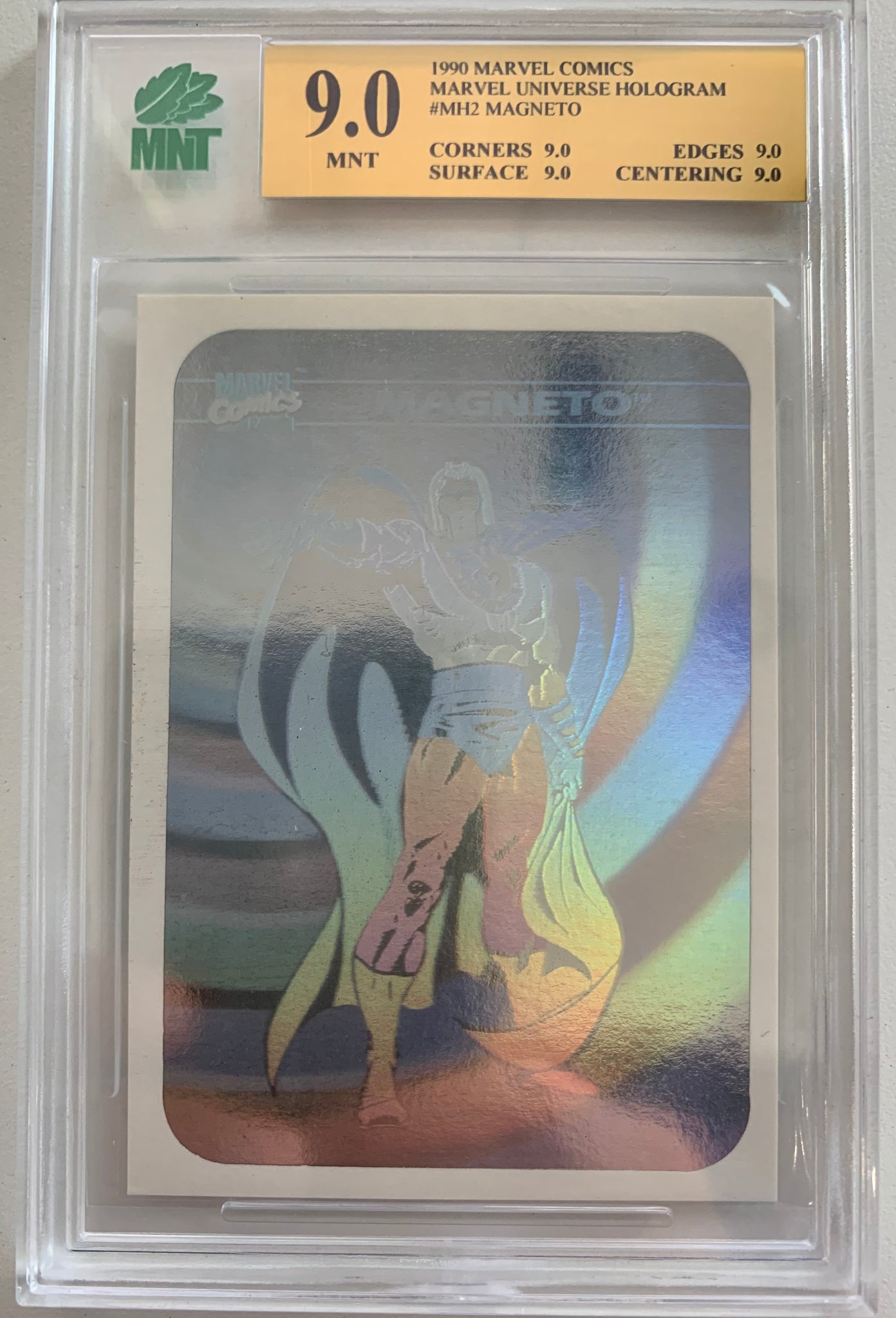 1990 MARVEL COMICS MARVEL UNIVERSE HOLOGRAM - #MH2 - MAGNETO GRADED MNT 9.0 MINT