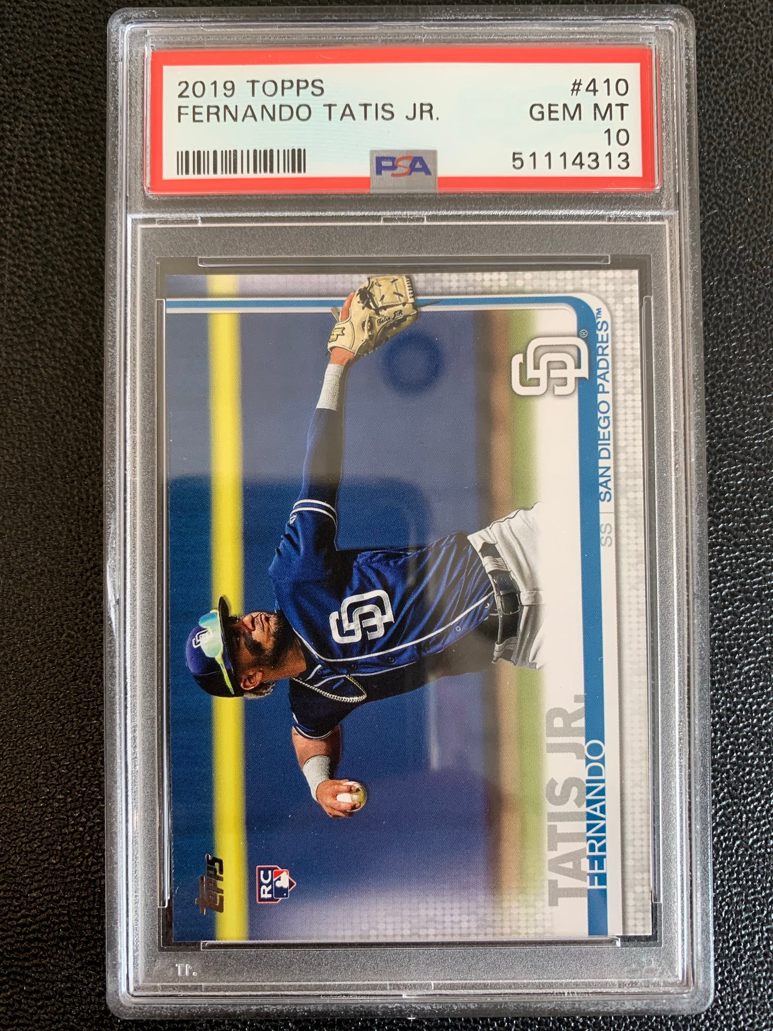 2019 TOPPS BASEBALL #410 SAN DIEGO PADRES - FERNANDO TATIS JR ROOKIE CARD GRADED PSA 10 GEM MINT