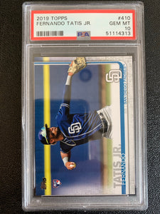 2019 TOPPS BASEBALL #410 SAN DIEGO PADRES - FERNANDO TATIS JR ROOKIE CARD GRADED PSA 10 GEM MINT