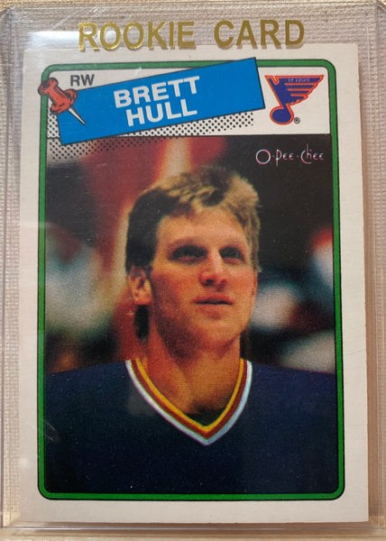 1988-89 O-PEE-CHEE HOCKEY #66 ST.LOUIS BLUES - BRETT HULL ROOKIE CARD RAW