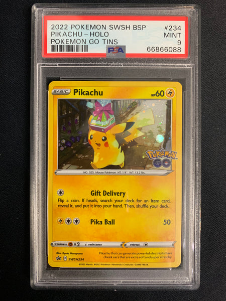2022 POKEMON GO TINS PIKACHU BLACK STAR PROMO HOLO #234 - GRADED PSA 9 MINT