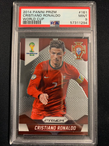 2014 FIFA WORLD CUP PANINI PRIZM SOCCER #161 CRISTIANO RONALDO PRIZM BASE GRADED PSA 9 MINT