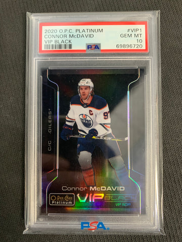 2020-21 UD OPC PLATINUM HOCKEY #VIP1 EDMONTON OILERS - CONNOR MCDAVID VIP BLACK SP INSERT GRADED PSA 10 GEM MINT