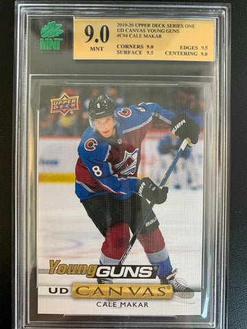 2019-20 UPPER DECK HOCKEY #C94 COLORADO AVALANCHE - CALE MAKAR YOUNG GUNS CANVAS ROOKIE CARD GRADED MNT 9.0 MINT
