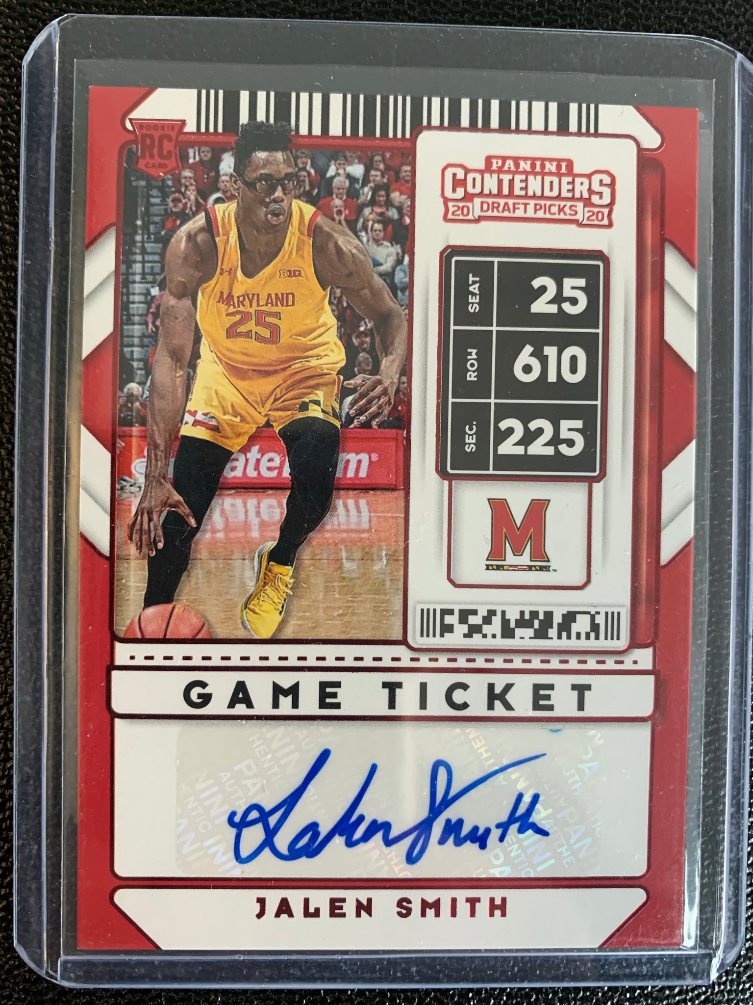 2020 PANINI CONTENDERS DRAFT PICKS BASKETBALL #25 MARYLAND - JALEN SMITH GAME TICKET AUTOGRAPHED ROOKIE CARD