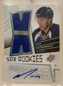 2008-09 UPPER DECK HOCKEY #180 ST.LOUIS BLUES - ALEX PIETRANGELO SPX AUTOGRAPHED JERSEY ROOKIE CARD RAW