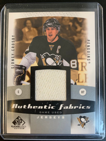 2010-11 UPPER DECK SP GAME USED HOCKEY #AF-SC PITTSBURGH PENGUINS - SP GAME USED SIDNEY CROSBY AUTHENTIC FABRICS GAME USED JERSEYS