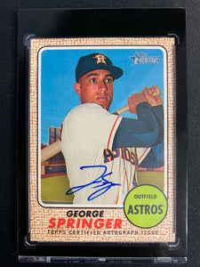 2017 TOPPS HERITAGE BASEBALL #ROA-GS HOUSTON ASTROS - GEORGE SPRINGER TOPPS REAL ONE ON CARD AUTOGRAPH