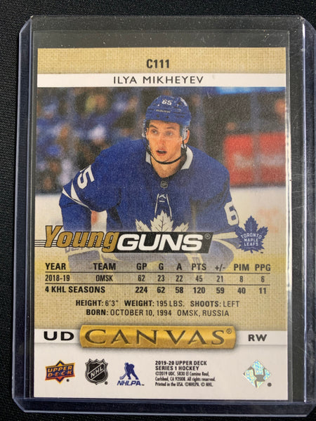 2019-20 UPPER DECK HOCKEY #C111 TORONTO MAPLE LEAFS - ILYA MIKHEYEV YOUNG GUNS CANVAS ROOKIE CARD