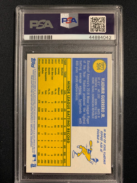 2019 TOPPS HERITAGE BASEBALL #504 TORONTO BLUE JAYS - VLADIMIR GUERRERO ROOKIE CARD GRADED PSA 10 GEM MINT