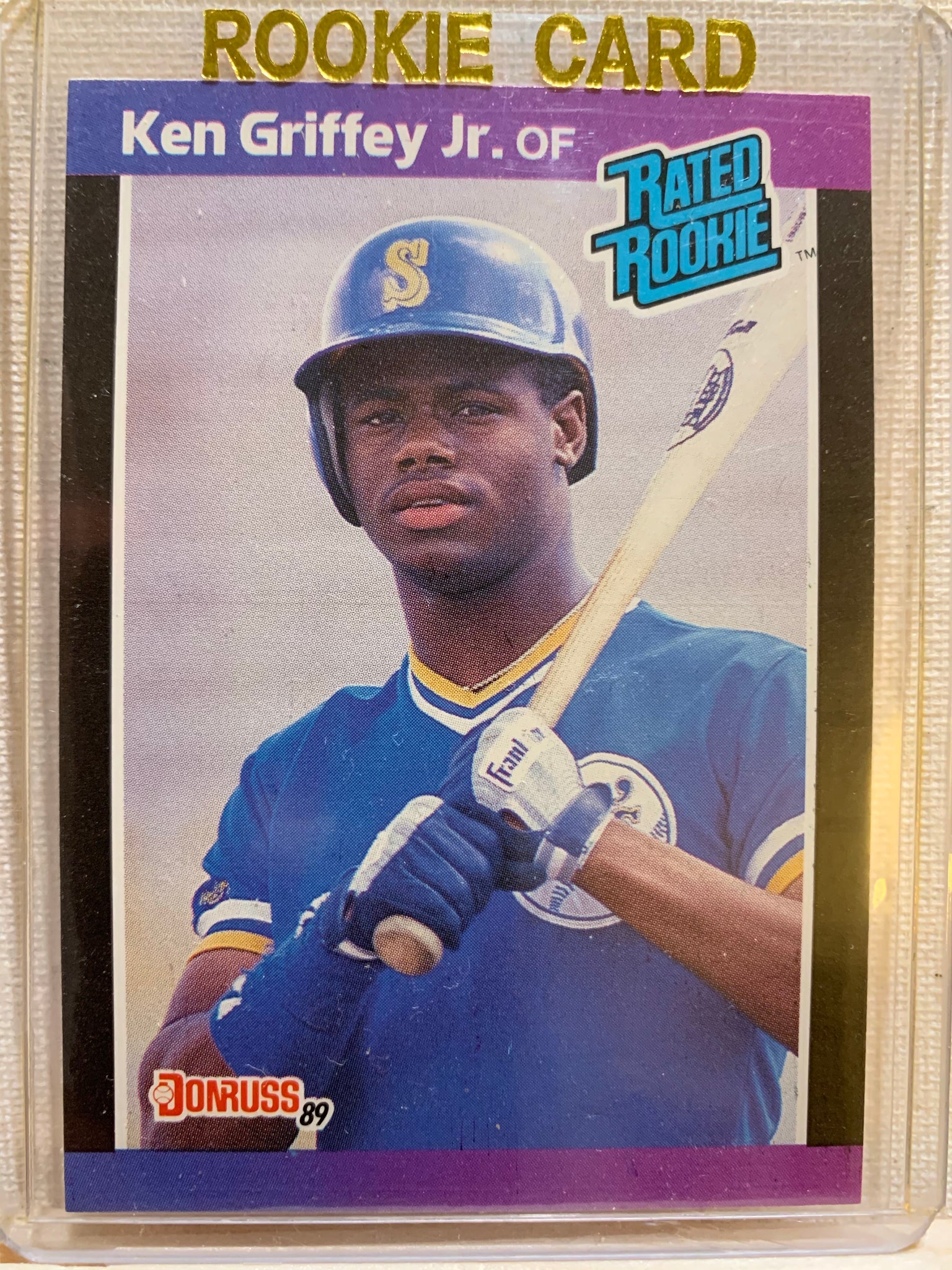 1989-90 DONRUSS BASEBALL #33 - KEN GRIFFEY JR RATED ROOKIE CARD RAW